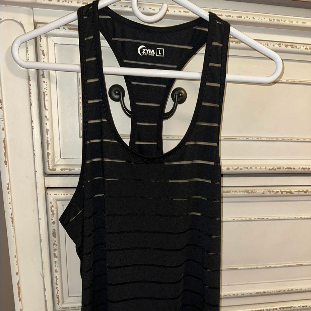 ZYIA Black and Gold Striped Tank Top